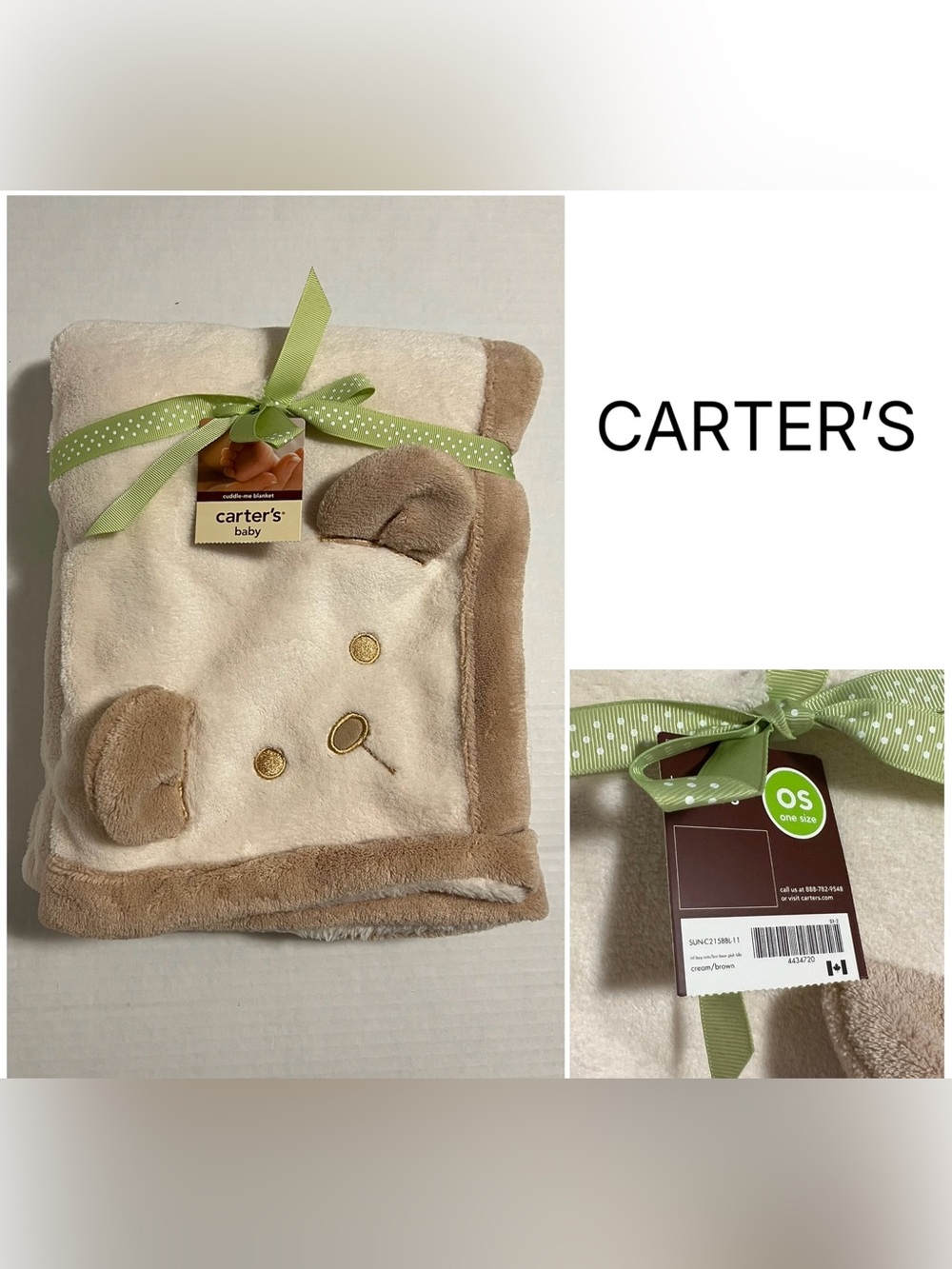 CARTER’S - NWT - 40”X30” - INFANT BROWN TAN BEAR COZY SHERPA BLANKET